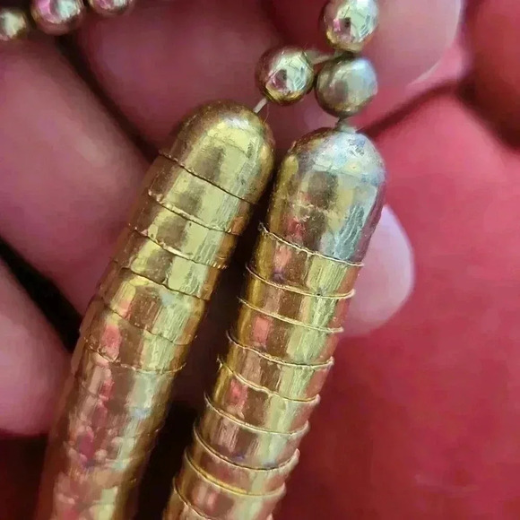 Vintage Tribal Stacked Cupped Snake Coil Necklace Goldtone - Picture 7 of 16